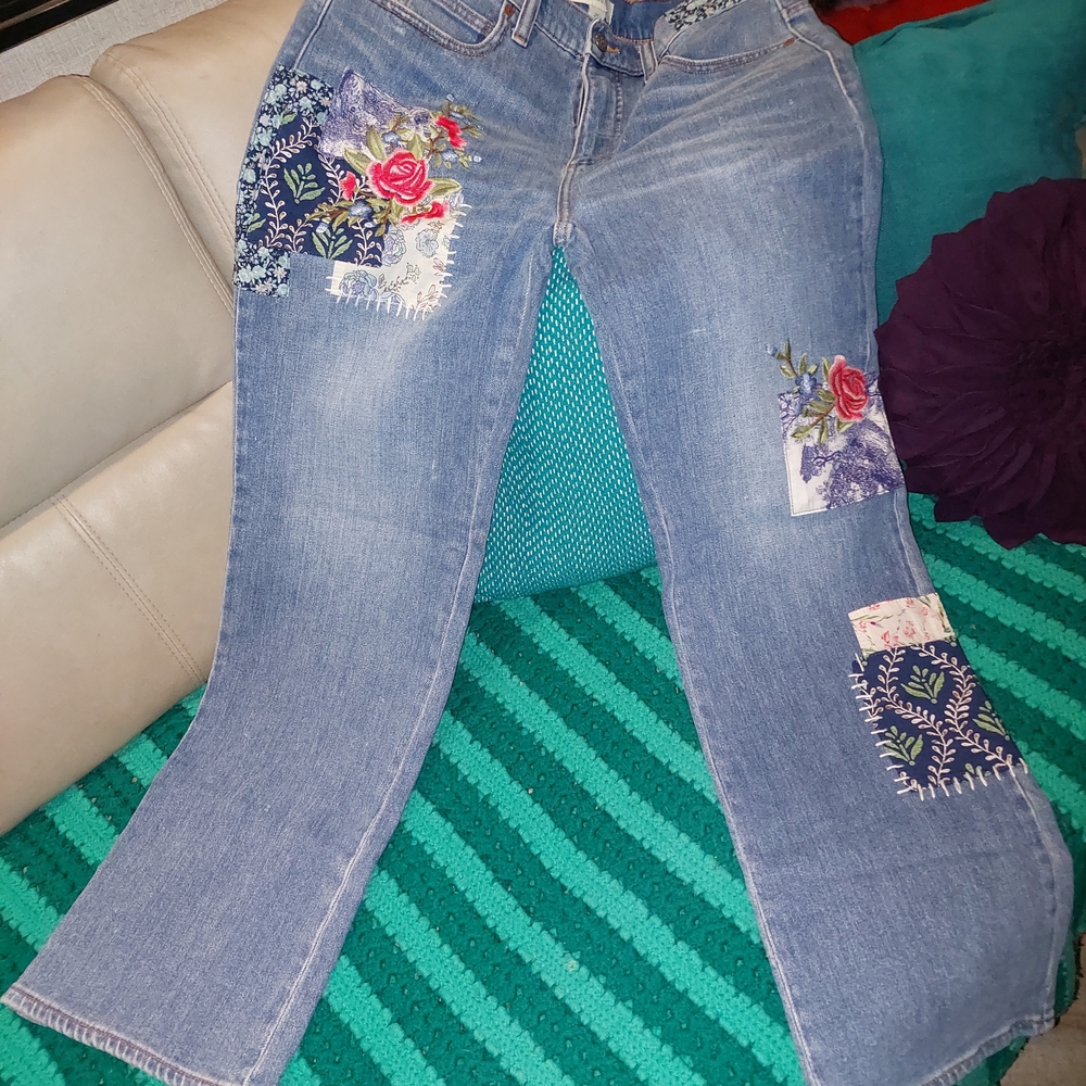 Sundance Denim Jeans with Floral Accents